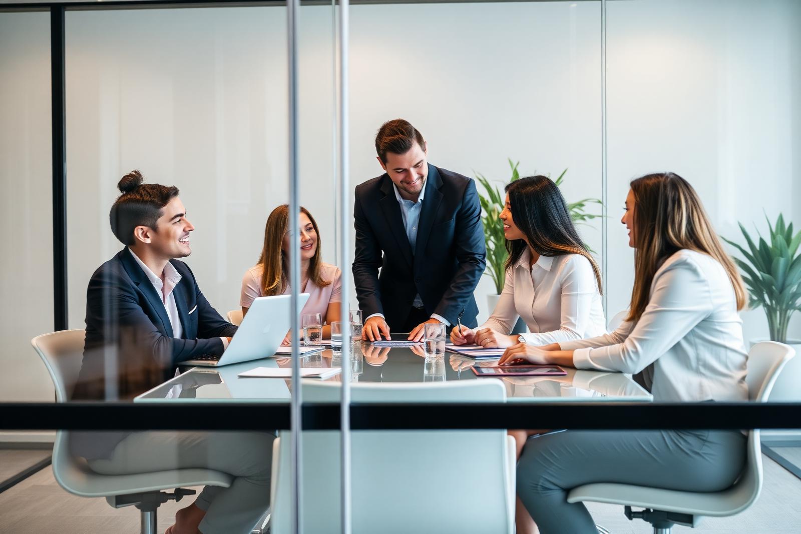 Corporate team collaborating in a modern Phoenix office conference room