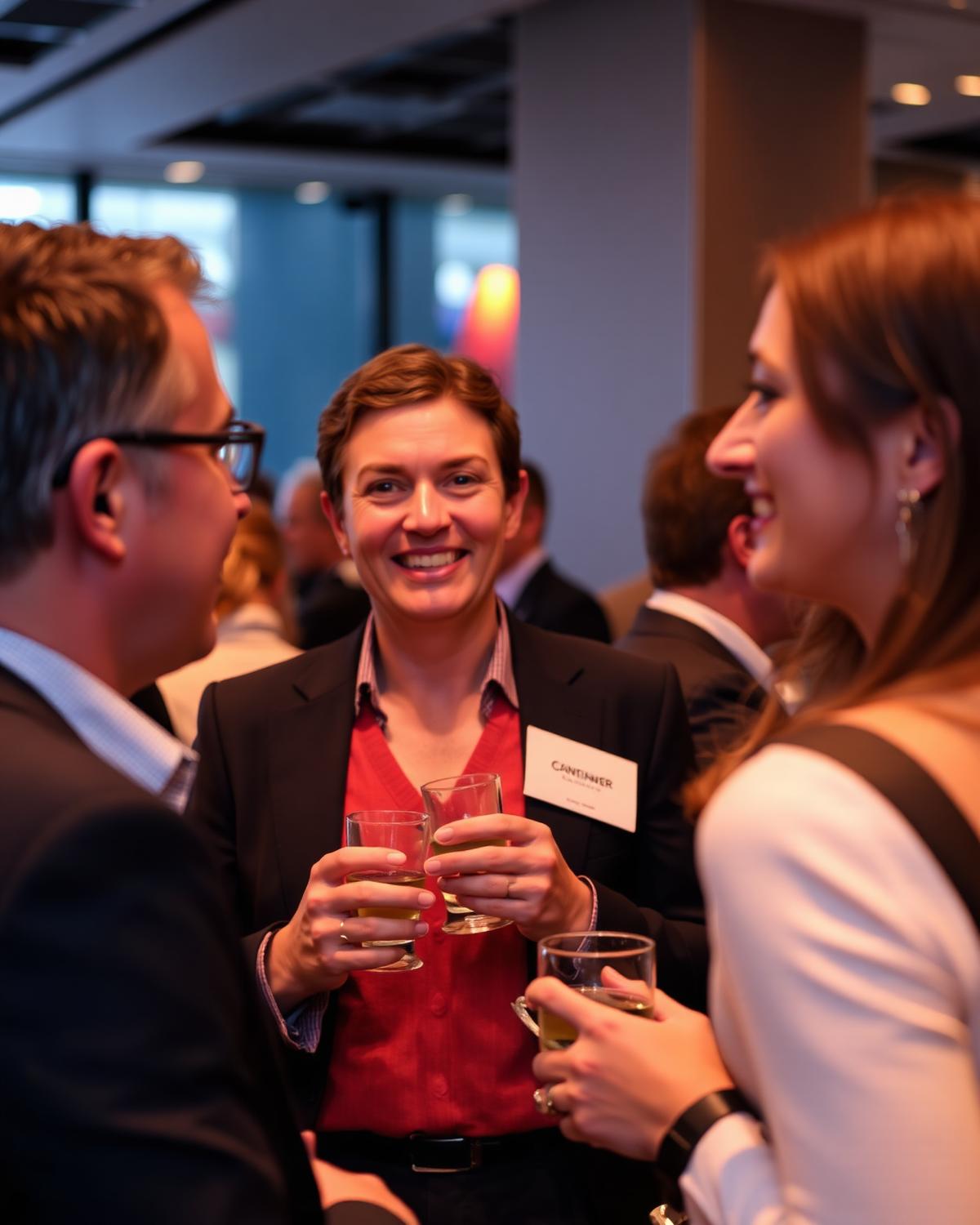 Candid networking moment photographed at a Phoenix business reception