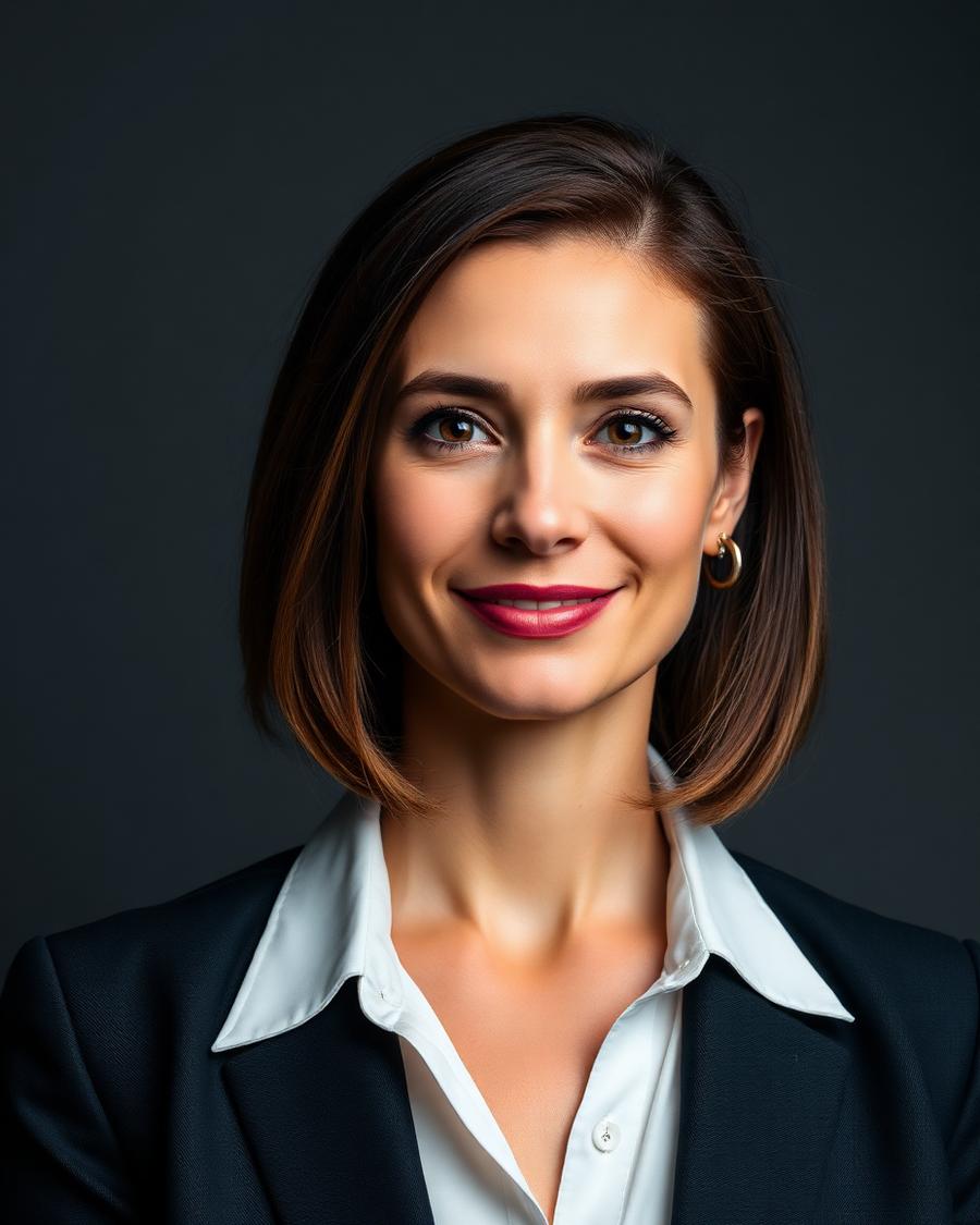 Studio headshot of a female executive lit with professional strobe lighting in Phoenix