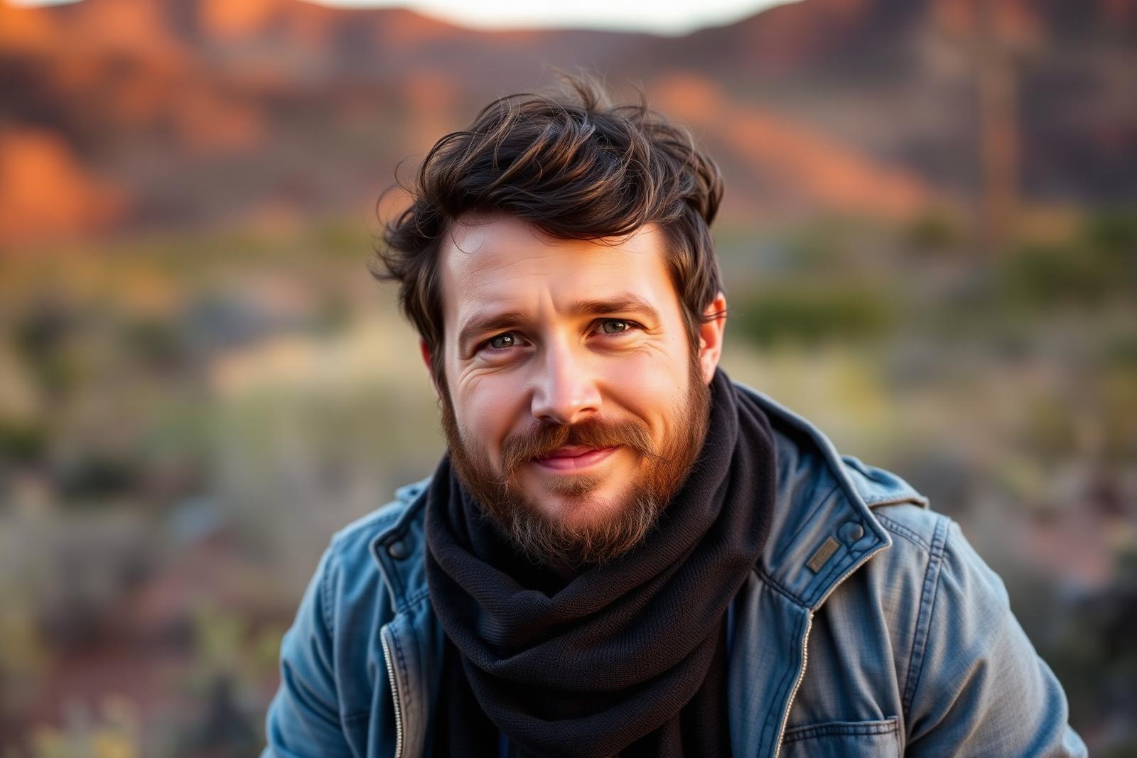 Personal branding portrait photographed at golden hour in the Arizona desert
