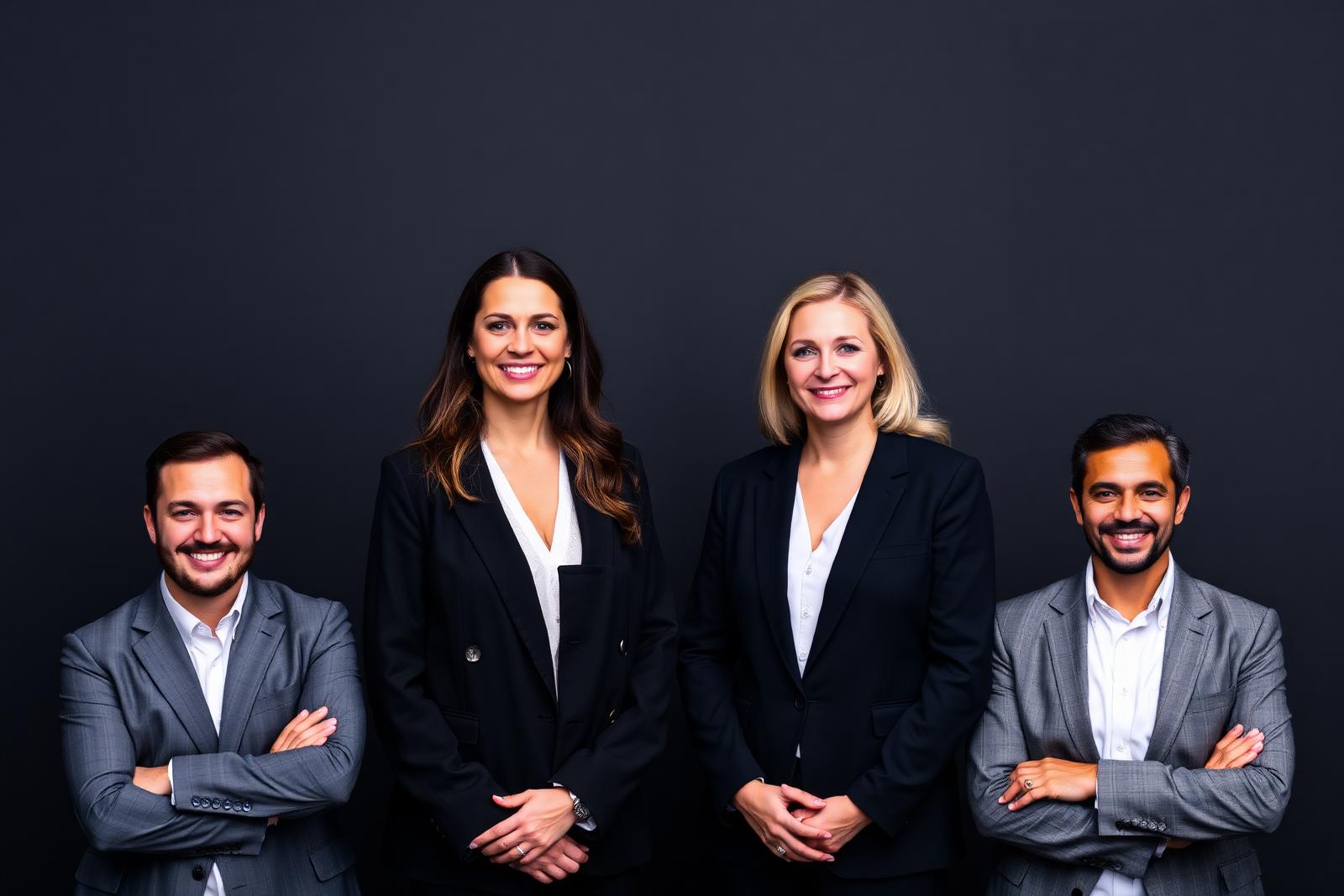Consistent group team headshots photographed on a matching studio backdrop